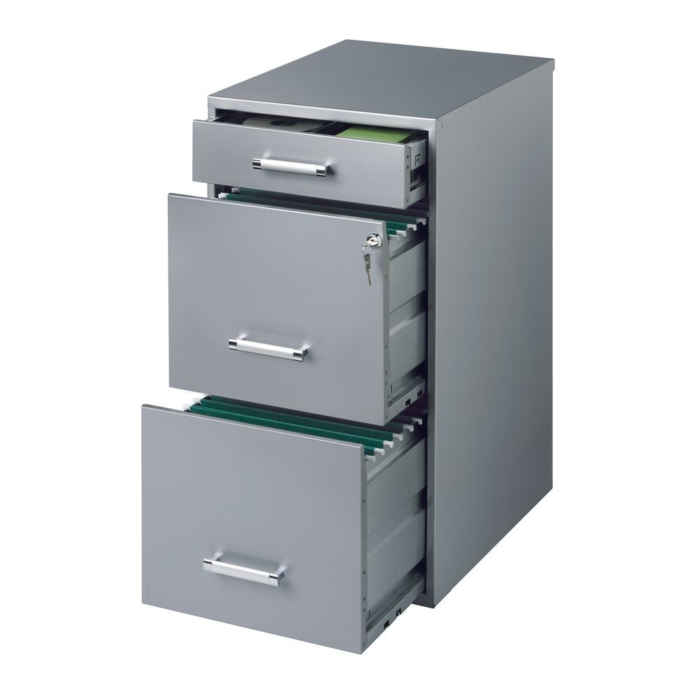 Archivero 3 Gavetas Carta Acero Plata