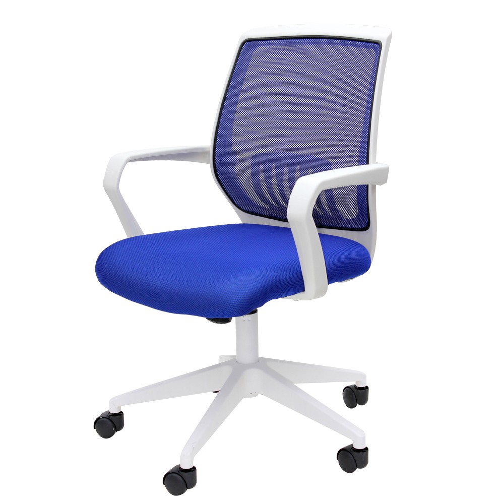 Silla Officemax Secretarial Río Mesh Tela Blanca con Asiento y Respaldo Azul