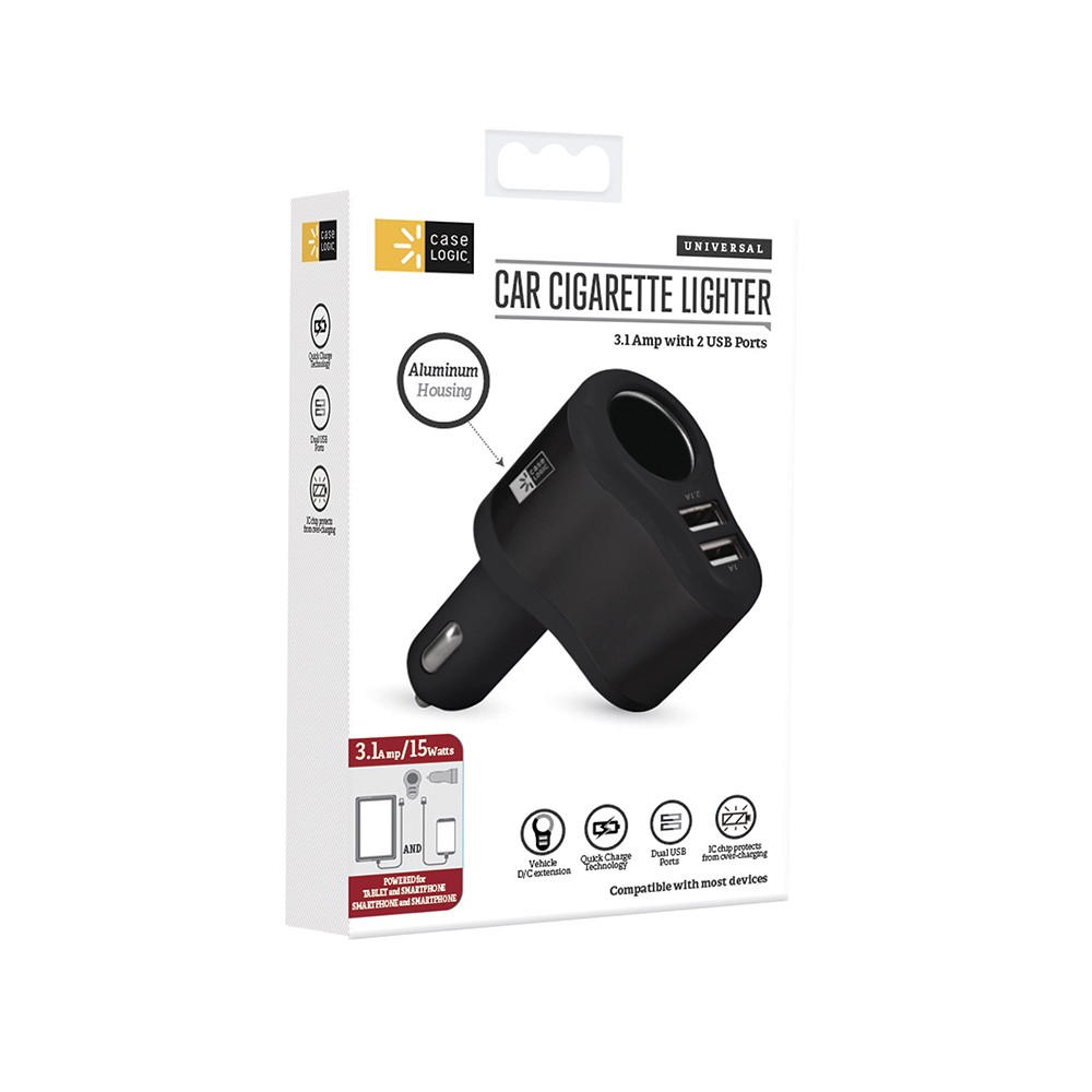 Cargador Dual USB Case Logic 3Amp Negro