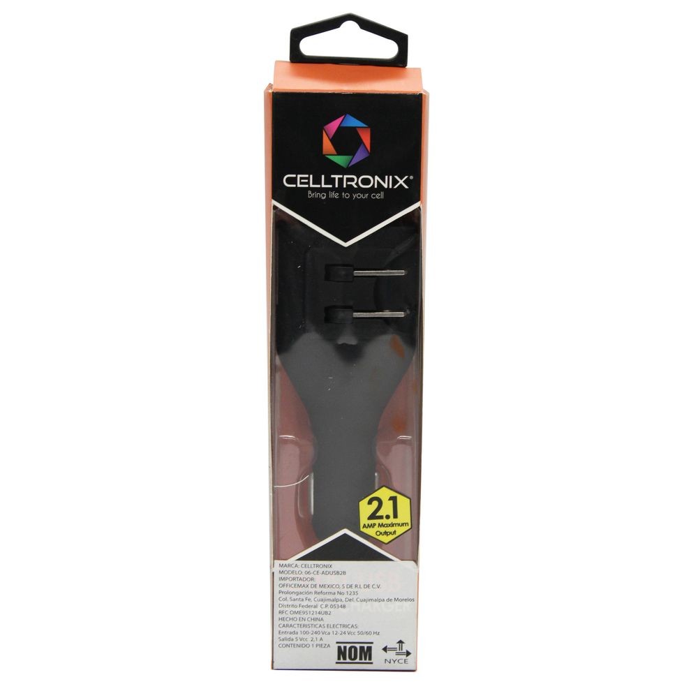 Cargador USB Dual AC y DC Negro 2.1Amp