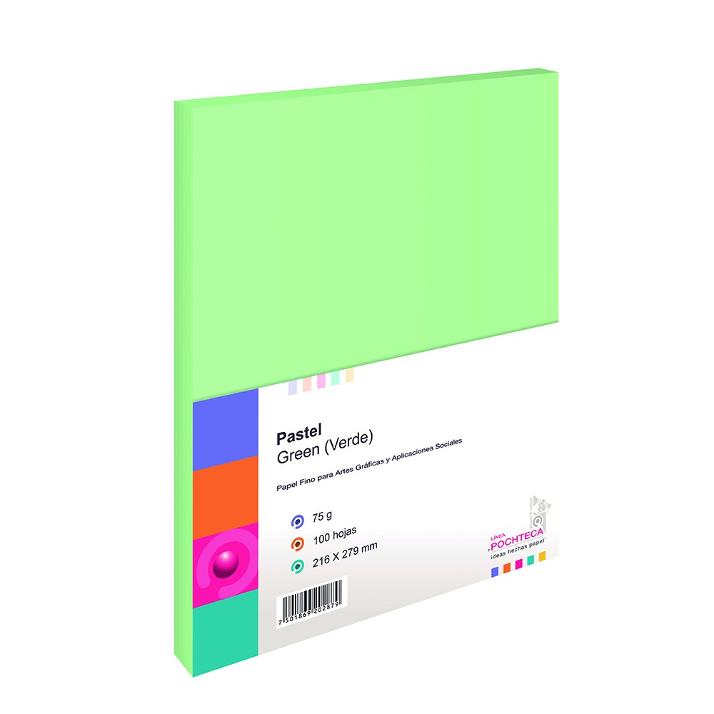 PAPEL BOND PASTEL VERDE TAMANO CARTA 100HJS 75GRS