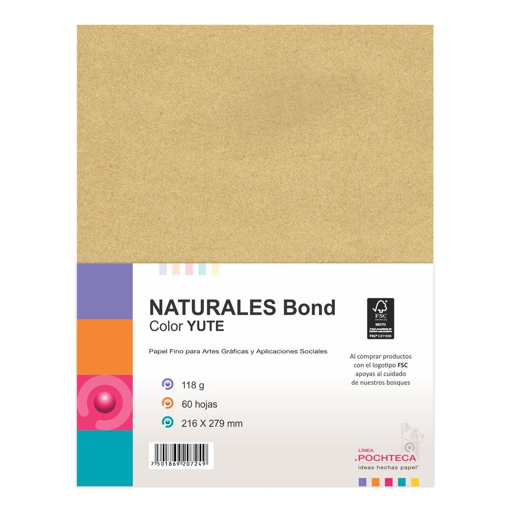 PAPEL YUTE NATURAL118G 60H - Papel Bond Carta Yute Natural 60 Hojas 118g