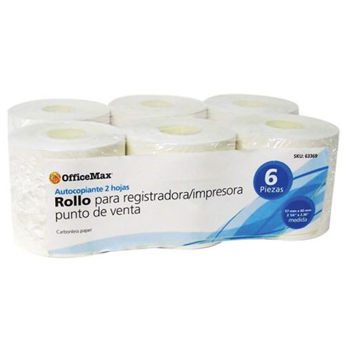 Rollo Officemax Autocopiante 57mm Ancho X 60mm Diametro 6 Piezas