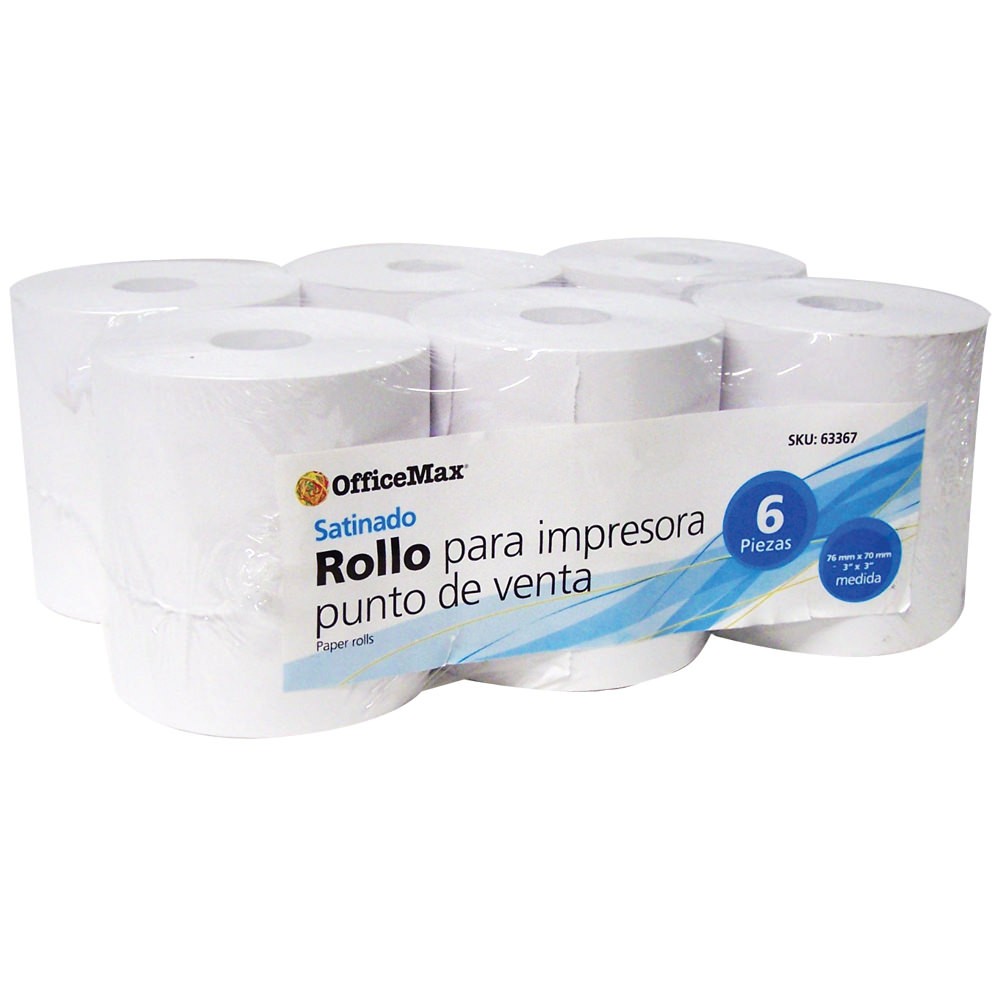 Rollo Officemax Satinado 76mm Ancho X 70mm Diámetro 6 Piezas