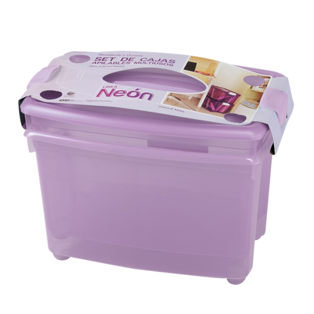 Caja de Plastico Duopack 23 Litros Color Lila