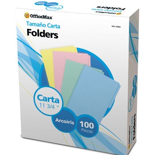 FOLDER CARTA ARCOIRIS OMX 100PZ 178GRS - Folder Officemax Carta Arcoiris 100pz