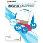 ETIQUETA BLANCA4 X 1/3 OMX PAQ CON 50 HOJAS700 PIEZAS