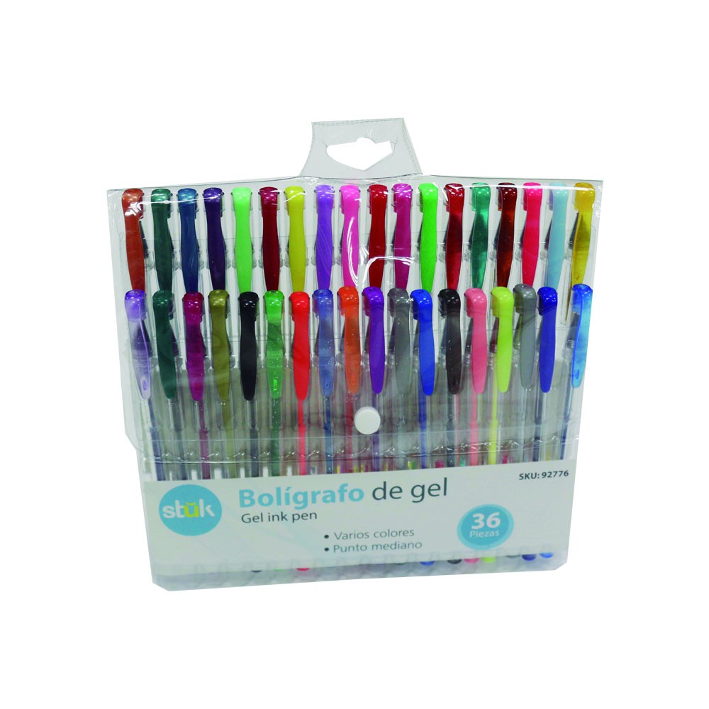 Boligrafos de Gel Stuk 36pzas Varios Colores punto mediano