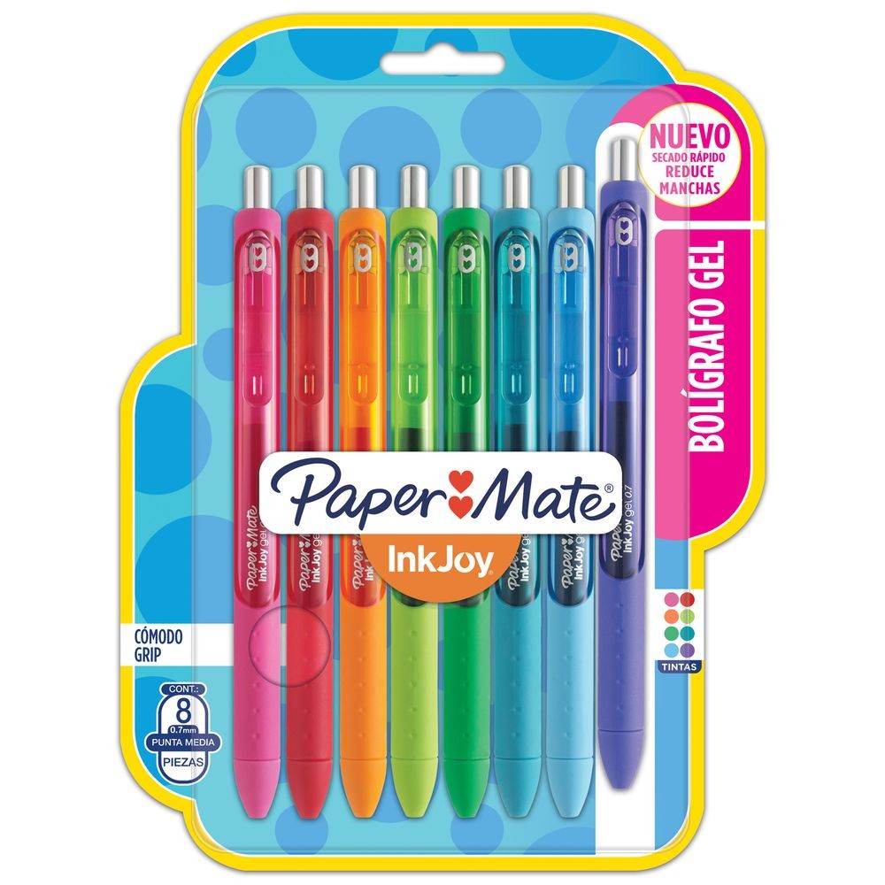 Bolígrafo Kilométrico Gel Punto 0.7mm Color Surtido 8 Piezas