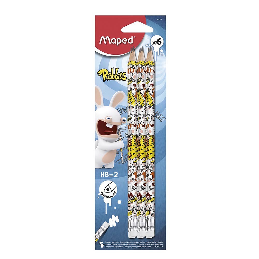 Lapices de Grafito Maped Rabbids 6 Piezas