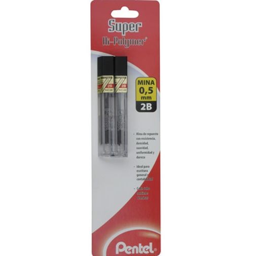 MINAS SUPER HI POLYMER 0,5 MM 2B CON 2 TUBOS CON 12 MINAS