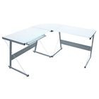 Escritorio Officemax en L Cassel Cristal Templado Gris