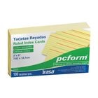 TARJETA INDICE RAYADA AMARILLA 3X5 100PZ