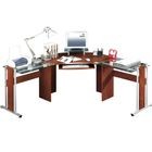 Escritorio Officemax en L Skyline Melamina-Cristal Templado Cerezo